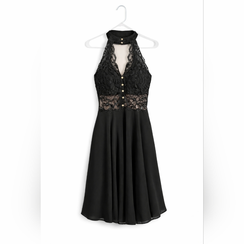 Lillie Rubin Black Lace Backless Dress